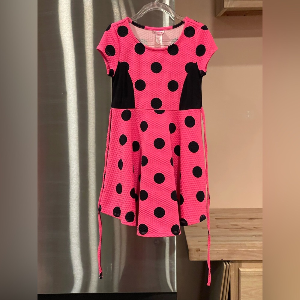 ⭐️ 6/$20. ⭐️ Justice Pink and Black Polkadot Dress size 5